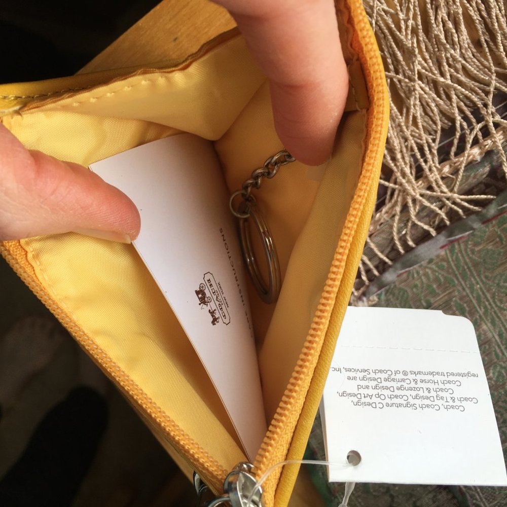 NWT Yellow Coach Zip Wristlet Wallet - Picture 5 of 8